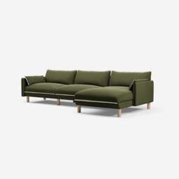 Cozy 5 Seater RH Chaise Sofa - Dark Green Velvet