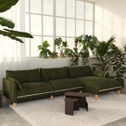 Cozy 5 Seater RH Chaise Sofa - Dark Green Velvet - thumbnail 2