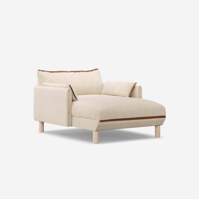 Cozy 1.5 Seater Chaise Sofa - Cream Textured Weave - image 1