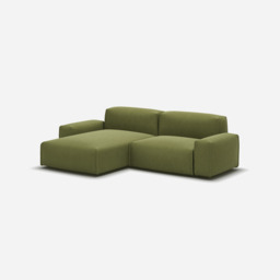 Float 3 Seater LH Chaise Sofa - Dark Green Velvet - thumbnail 1