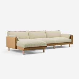 Cozy 5 Seater LH Chaise Sofa - Ochre Cotton