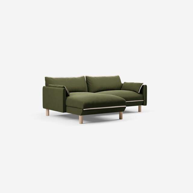 Cozy 3 Seater LH Chaise Sofa - Dark Green Velvet - image 1