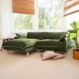 Cozy 3 Seater LH Chaise Sofa - Dark Green Velvet - thumbnail 2