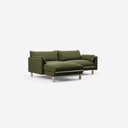 Cozy 3 Seater LH Chaise Sofa - Dark Green Velvet