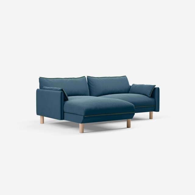 Cozy 3 Seater LH Chaise Sofa - Teal Velvet - image 1