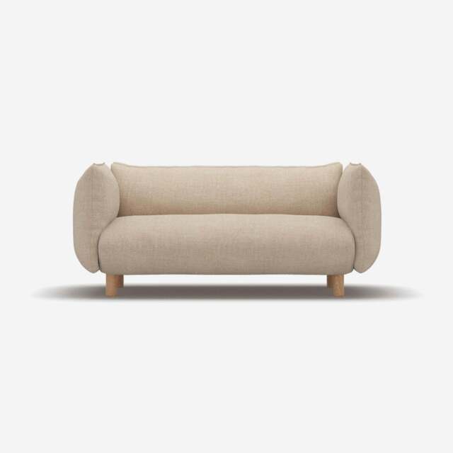Pillow 2 Seater Sofa - Cream Textured Weave - image 1