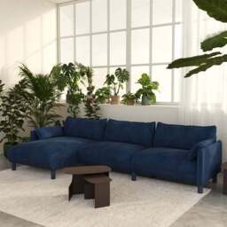 Cozy 5 Seater LH Chaise Sofa - Midnight Blue Velvet - thumbnail 2