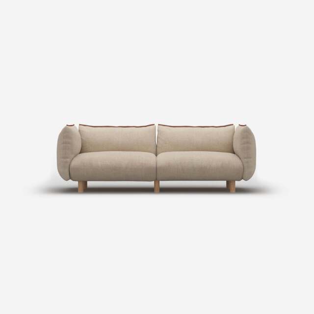 Pillow 3 Seater Sofa - Cream Textured Weave - image 1
