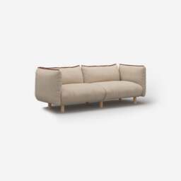 Pillow 3 Seater Sofa - Cream Textured Weave - thumbnail 4
