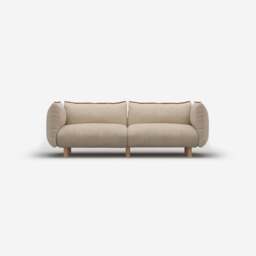 Pillow 3 Seater Sofa - Cream Textured Weave - thumbnail 1