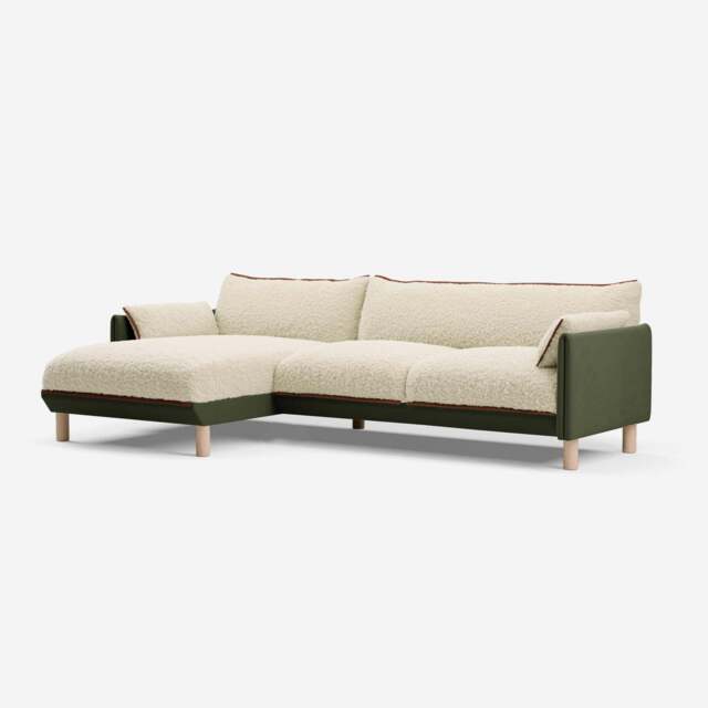 Cozy 4 Seater LH Chaise Sofa - Dark Green Velvet - image 1