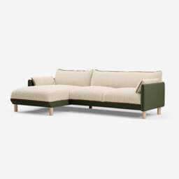 Cozy 4 Seater LH Chaise Sofa - Dark Green Velvet