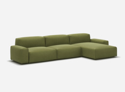 Float 5 Seater RH Chaise Sofa - Dark Green Velvet