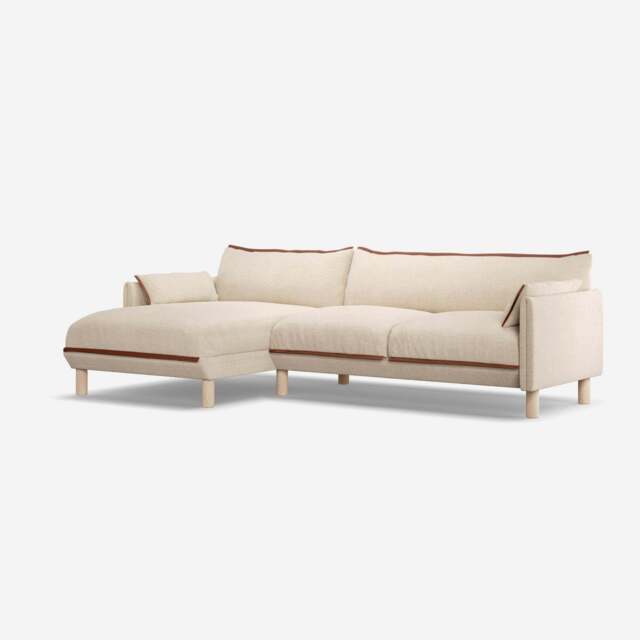 Cozy 4 Seater LH Chaise Sofa - Cream Textured Weave - image 1