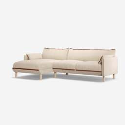 Cozy 4 Seater LH Chaise Sofa - Cream Textured Weave