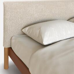 Cozy Bed - Super King - Tan Vegan Leather Frame - Ecru Boucle Headboard - thumbnail 2