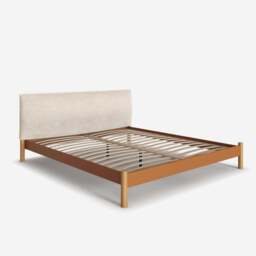 Cozy Bed - Super King - Tan Vegan Leather Frame - Ecru Boucle Headboard - thumbnail 5