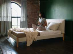 Cozy Bed - Super King - Tan Vegan Leather Frame - Ecru Boucle Headboard - thumbnail 8