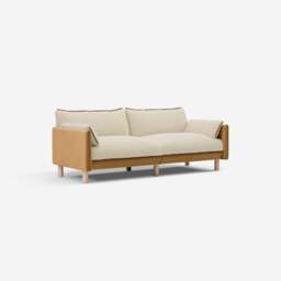 Cozy 3 Seater Sofa - Ochre Cotton - thumbnail 3