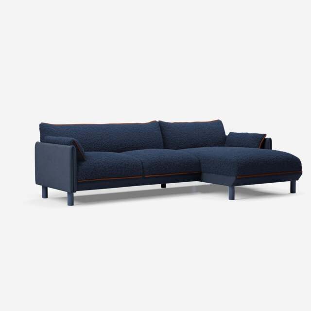Cozy 4 Seater RH Chaise Sofa - Navy Cotton - image 1