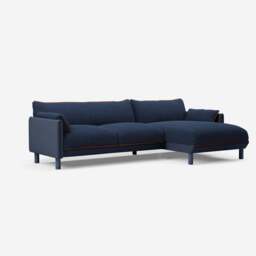Cozy 4 Seater RH Chaise Sofa - Navy Cotton - thumbnail 1