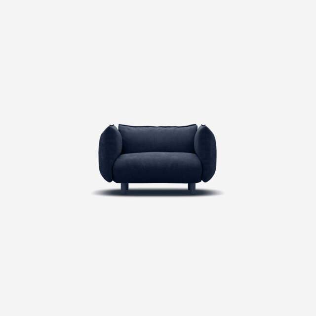 Pillow 1.5 Seater Sofa - Navy Cotton - image 1