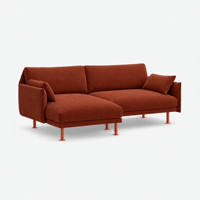 Rest 3 Seater LH Chaise Sofa - Rust Velvet - image 1