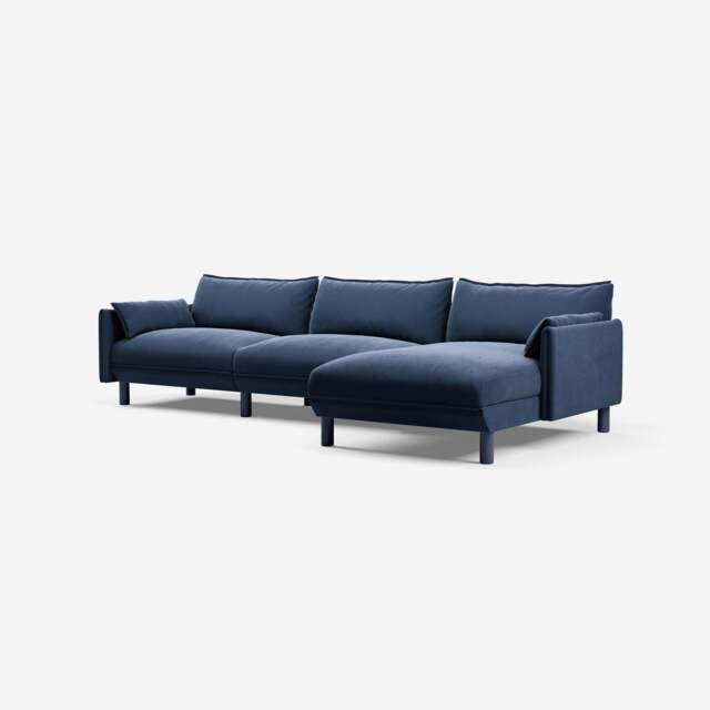 Cozy 5 Seater RH Chaise Sofa - Midnight Blue Velvet - image 1