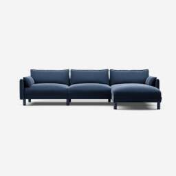 Cozy 5 Seater RH Chaise Sofa - Midnight Blue Velvet - thumbnail 4