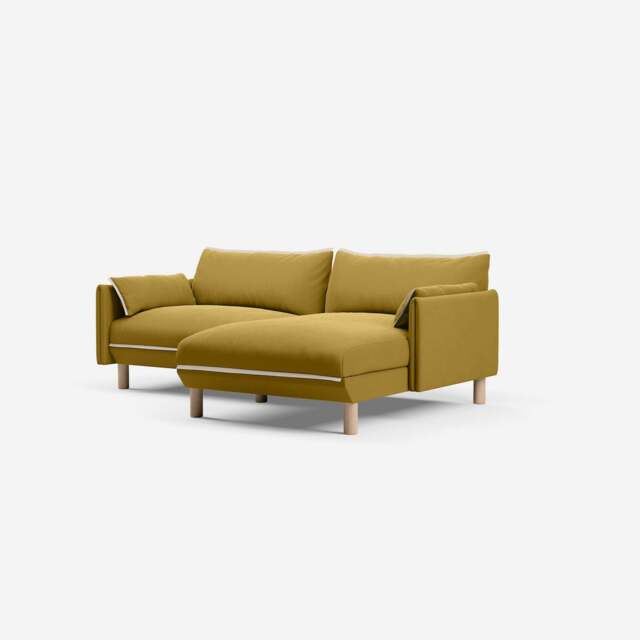 Cozy 3 Seater RH Chaise Sofa - Mustard Velvet - image 1