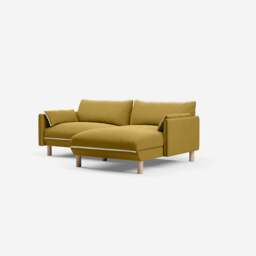 Cozy 3 Seater RH Chaise Sofa - Mustard Velvet - thumbnail 1