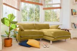Cozy 3 Seater RH Chaise Sofa - Mustard Velvet - thumbnail 6