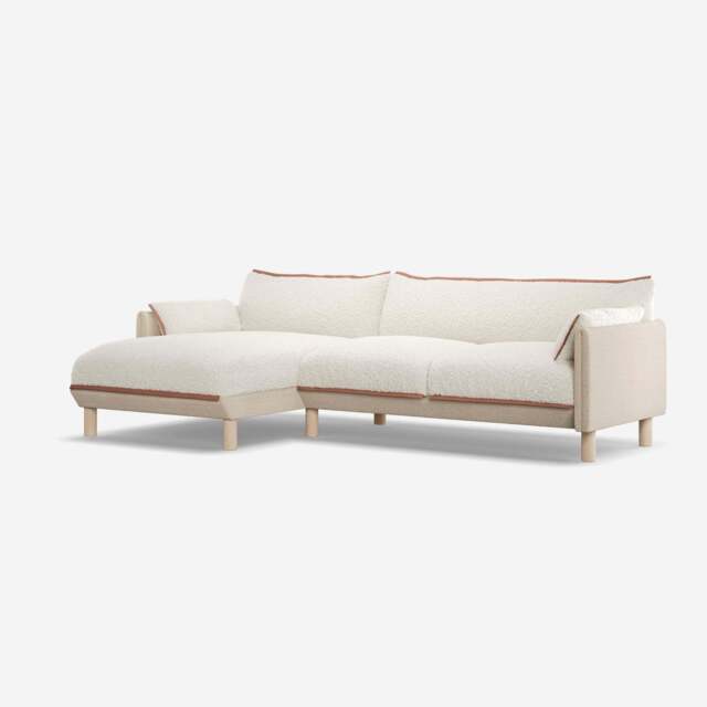 Cozy 4 Seater LH Chaise Sofa - Cream Textured Weave - image 1