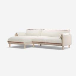Cozy 4 Seater LH Chaise Sofa - Cream Textured Weave - thumbnail 1
