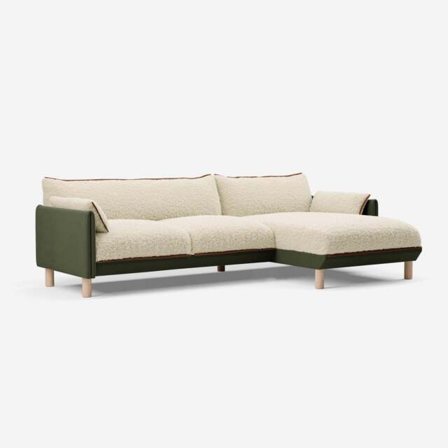 Cozy 4 Seater RH Chaise Sofa - Dark Green Velvet - image 1