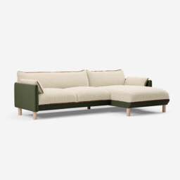 Cozy 4 Seater RH Chaise Sofa - Dark Green Velvet