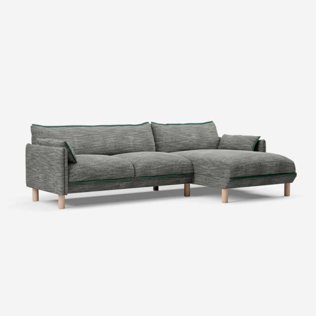 Cozy 4 Seater RH Chaise Sofa - Salt & Pepper Textured Weave - image 1
