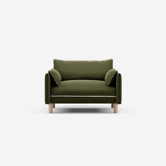 Cozy 1.5 Seater Sofa - Dark Green Velvet - image 1