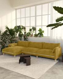 Cozy 5 Seater LH Chaise Sofa - Mustard Velvet - thumbnail 6