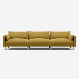 Cozy 5 Seater Sofa - Mustard Velvet - thumbnail 1