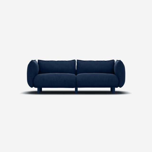 Pillow 3 Seater Sofa - Midnight Blue Velvet - image 1