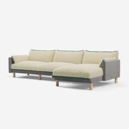 Cozy 5 Seater RH Chaise Sofa - Salt & Pepper Textured Weave - thumbnail 1