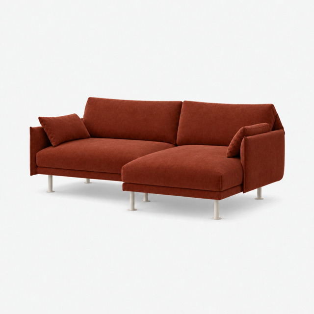 Rest 3 Seater RH Chaise Sofa - Rust Velvet - image 1