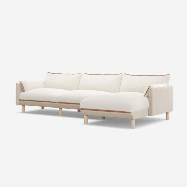 Cozy 5 Seater RH Chaise Sofa - Cream Textured Weave - image 1