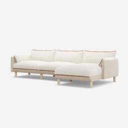 Cozy 5 Seater RH Chaise Sofa - Cream Textured Weave - thumbnail 1