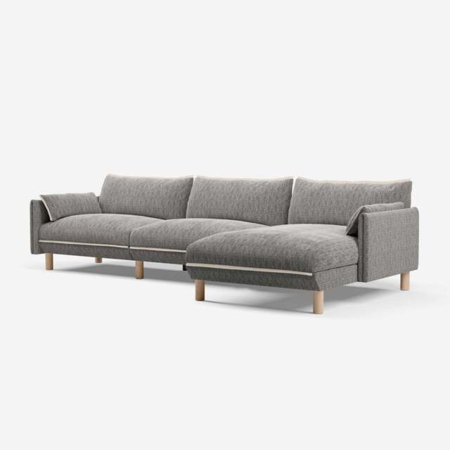 Cozy 5 Seater RH Chaise Sofa - Salt & Pepper Textured Weave - image 1