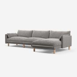 Cozy 5 Seater RH Chaise Sofa - Salt & Pepper Textured Weave - thumbnail 1