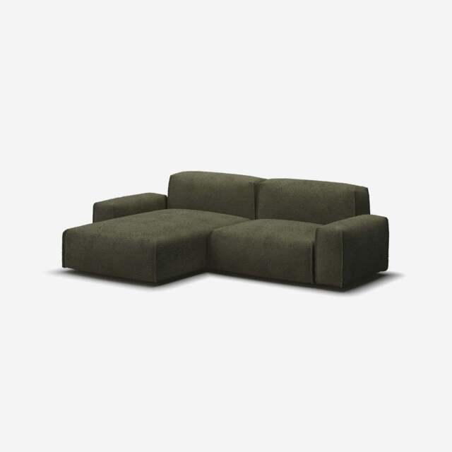 Float 3 Seater LH Chaise Sofa - Green Boucle II - image 1