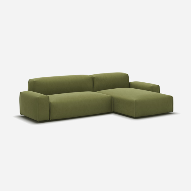Float 4 Seater RH Chaise Sofa - Dark Green Velvet - image 1