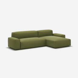 Float 4 Seater RH Chaise Sofa - Dark Green Velvet - thumbnail 1